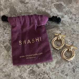 SHASHI Gold Twisted Knot Hoop Drop Earrings
